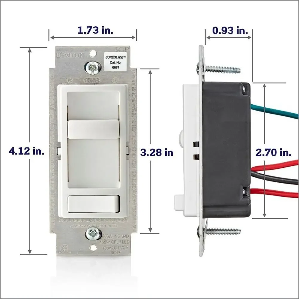 SureSlide Dimmer Switch for Dimmable LED/ Halogen/ Incandescent Bulbs 6674-P0T